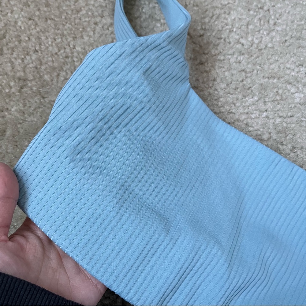Girlfriend Collective Light Blue Ribbed Tommy Cropped Sports Bra Size XS Women - Picture 6 of 8